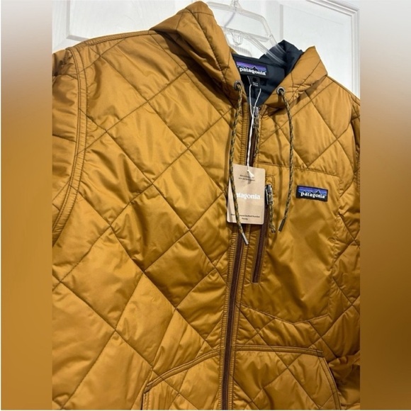 Patagonia Men's Medium Diamond Quilted Bomber Hooded Jacket Shelter Brown NWT - Picture 2 of 10
